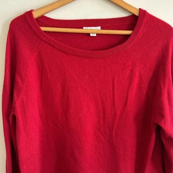 Dress barn red metallic side tie long sleeve knit sweater size XL - Picture 2 of 7
